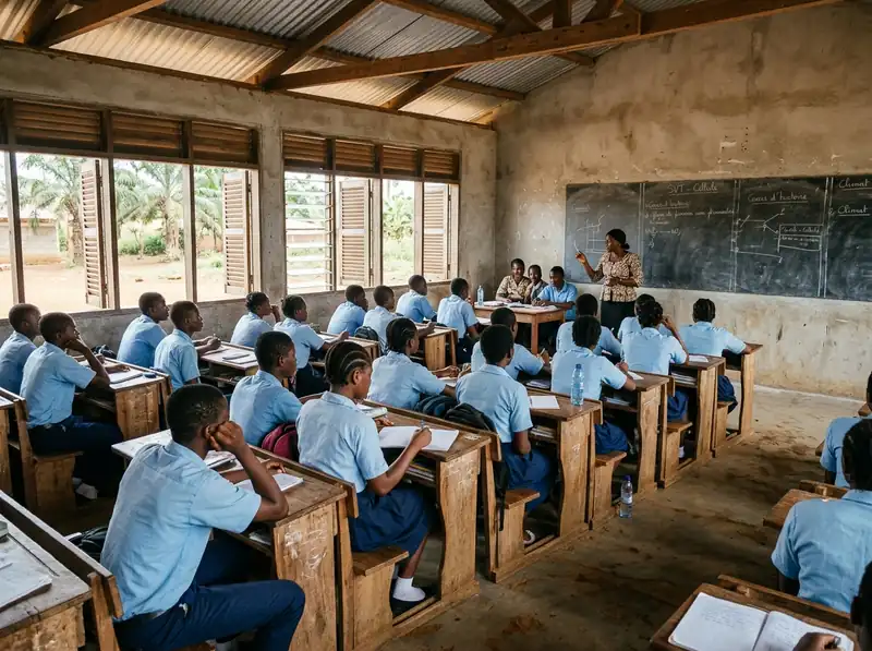 Une salle de classe de lycée au Cameroun